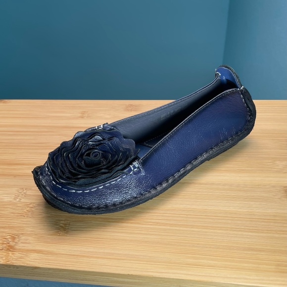 L'Artiste 'Dezi' Rosette Ballet Flats Navy Blue Rose Shoes Spring Step 38 7.5 8 - Picture 11 of 14
